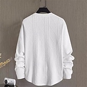 billiga Basic sweatshirts-Herr Tröja Vit Rund hals Slät Jacquard Dagligen Sport &amp; Utomhus Helgdag Polyester Streetwear Grundläggande Ledigt Vår Höst Kläder Pull Tröjor Långärmad