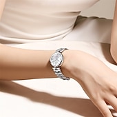 levne Quartz hodinky-Nové módní a trendy dámské hodinky Golden Shield jsou importovaný stroj s diamanty zdobeným kalendářem, retro tenký model s malým ciferníkem, vodotěsné, ležérní a sportovní, dámské, obchodní.