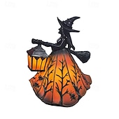 economico Halloween al chiuso-Lampada da strega di Halloween, lampada gotica, decorazione da strega spettrale con lanterna, lampada con statuetta di strega, luce notturna da terra per Halloween, per casa, veranda, tavolo,