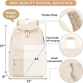abordables Cartables-Sac à dos d'école pour adolescents, grand sac à dos en velours côtelé, léger, pour ordinateur portable 17 pouces, pour filles et garçons, décontracté, pour le lycée