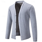 preiswerte Herren Strickjacke-Herren Pullover Kleid Pullover Strickjacke Strickpullover Gerippt Stricken Kurz Gestrickt Gerippt Einfach V Ausschnitt Mode Schals Lässig Alltagskleidung Bekleidung Frühling Herbst Schwarz Marineblau