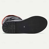 abordables Chaussures pour Hommes-Bottes hautes noires et rouges pour hommes, en similicuir, style pirate rétro, pour Halloween et cosplay