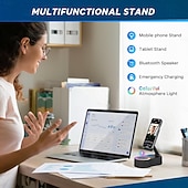 baratos Luzes decorativas-Suporte para celular com alto-falante bluetooth sem fio, alto-falante de indução com som surround hd para casa e exterior, compatível com iphone/ipad/samsung galaxy