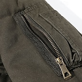 cheap Men's Jackets &amp; Coats-Men's Winter Jacket Bomber Jacket Fleece Jacket Vacation Daily Thermal Warm Pocket Fleece Winter Plain Fashion Streetwear Lapel Regular Black Khaki Army Green Jacket