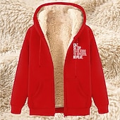 baratos Moletom com capuz de lã-Homens Full Zip Hoodie Moletom com zíper Casaco de lã Moletom de lã Adamascado Preto Vinho Vermelho Azul Com Capuz Tecido Letra Estampas Abstratas Zíper Bolsos Casual Diário Para Noite Poliéster