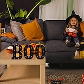 ieftine Lumini decorative-Lumini de Halloween cu litere, lumini luminoase în formă de boo, decor, lumini, ornamente pentru birou, fantomă, festival, atmosferă interioară, aspect