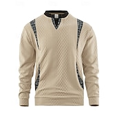 billige Basic gensere-Herre Genser Svart Hvit Navyblå Kakifarget Grå V-hals Fargeblokk Jacquardvevnad Lapper Sport &amp; Utendørs Daglig Ferie Polyester Gatemote Grunnleggende Fritid Vår Høst Klær Gensere Gensere