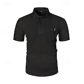 voordelige Klassieke polo voor heren-Multi-pakketten 3 stuks Voor heren Revers Korte Mouw Wit+Zwart+Blauw Ice Silk seersucker polo Polo's met knopen Golfshirt Jacquard Effen Vakantie Alledaagse kleding Polyester Zomer