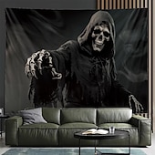 זול שטיחי קיר-גוֹבּלֶן באנרים שטיחי קיר שלד גותי פאנק אפל מסיבה חֲדַר שֵׁנָה רקעים לצילום עיצוב הבית