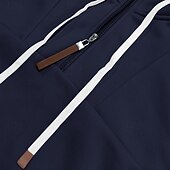 baratos Moletom com capuz de lã-Homens Moletom Moletom com capuz Moletom de lã Adamascado Preto Branco Vinho Azul Marinha Com Capuz Tecido Patchwork Desportos e Ar livre Casual Diário Roupa de rua Legal Roupa de Esporte Inverno