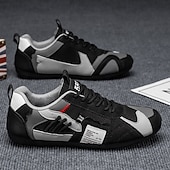 お買い得  カジュアルなレースアップシューズ-メンズのグリーンとイエローのメッシュスニーカー - ウォーキング、旅行、ストリートスタイルに最適なカラーブロックの通気性のあるカジュアルスポーツシューズ