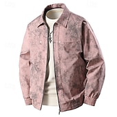 billiga Avslappnade jackor-Herr Jacka Vardaglig jacka Utomhus Semester Varm Dragkedja Ficka Höst Vinter Slät Mode Streetwear Kinakrage Normal Svart Rosa Beige Kaffe Jacka