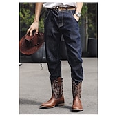 levne Cowboy &amp; Western Boots-Pánské kovbojské boty - jezdecké boty ve westernovém stylu do poloviny lýtek, odolná klasická westernová obuv pro ležérní ranč, rodeo a každodenní kovbojský outfit