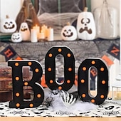 ieftine Lumini decorative-Lumini de Halloween cu litere, lumini luminoase în formă de boo, decor, lumini, ornamente pentru birou, fantomă, festival, atmosferă interioară, aspect