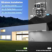 cheap Indoor IP Network Cameras-Outdoor Solar-powered Camera With Smart Ai Alerts Wifi Camera With Dual Lenses 360 View Of Home Security System With Human Detection Automatic Tracking Colour Night Vision And Pir Sensor.