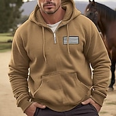 economico felpe con cappuccio da uomo di base-Per uomo Felpa con cappuccio Felpa con cappuccio e zip corta Blu marino Arancione Cachi Grigio chiaro Con Cappuccio Semplice Patchwork Sport &amp; Outdoor Casuale Quotidiano Streetwear Cool Abbigliamento
