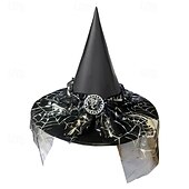 economico Costumi di Halloween per bambine-Bambini Ragazze Cappelli e berretti Dolce Feste Halloween cappello Patchwork Argento Nero
