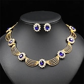 abordables Conjuntos de joyas-Juego de Joyas 2 Cromo Pendientes Collare Mujer Elegante Vintage Moda Estilo retro Clásico Redondo Conjunto de joyas Para Boda Fiesta Invitado a la boda