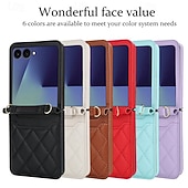 economico Cover Samsung-telefono Custodia Per Samsung Galaxy Z Flip 7 Z Flip 6 Z Flip 5 Z Flip 4 Copertura Posteriore con Cordino Slot per Carte Resistente agli urti Retrò TPU Pelle PU