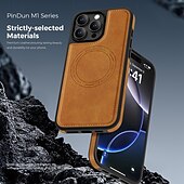 Недорогие Чехлы для iPhone-телефон Кейс для Назначение iPhone 17 Pro Max 17 Air i16 15 14 Pro Max Plus 16e 13 Pro Max Кейс на заднюю панель Магнитный Защита от удара Ретро ТПУ Кожа PU