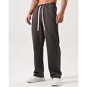 cheap Straight Leg-Men's Sweatpants Trousers Straight Leg Sweatpants Drawstring Pocket Elastic Waist Plain Comfort Sports Outdoor Daily Fashion Casual Black White Micro-elastic