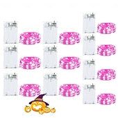 economico Striscie luci a batteria-10 pezzi 5m/16,4ft 50 perline a led luci a stringa per Halloween Natale matrimonio San Valentino festa atmosfera interna ed esterna decorazione stringa di luci scatola batteria AAA funzione timer