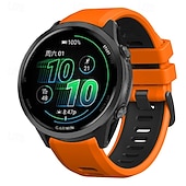 billige Garmin klokkebånd-Klokkerem til Garmin Forerunner 570 47 mm/265 (musikk)/255 (musikk)/Venu 3/Vivoactive 4 Marq Descent Quatix 22 mm silikonrem i rustfritt stål, tofarget
