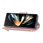 Недорогие Чехлы для Samsung-телефон Кейс для Назначение SSamsung Galaxy Z-образный сгиб 7 Z-сгиб 6 Z Fold 5 Z Fold 4 Кейс на заднюю панель с ремешком Откидная подножка Разъем для карты Ретро ТПУ Кожа PU
