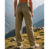 abordables Fondos-Mujer Pantalones de pierna ancha Pantalones cargo Pantalones para senderismo Primavera Otoño Al aire libre Ajuste regular Impermeable Resistente al Viento Pantalones / Sobrepantalón Cintura elástica
