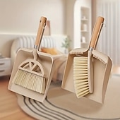 economico Articoli per la casa-set scopa e paletta con manico in legno, kit di pulizia compatto per divani, tavoli e piccoli spazi
