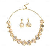 abordables Parures de Bijoux-Parure de bijoux 2 Perle Chrome 1 Collier Boucles d&#039;oreilles Femmes Élégant ancien Mode Le style rétro Classique Rond Parure de Bijoux Pour Mariage Soirée robe demoiselle d honneur