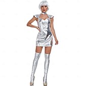 voordelige Beroep en Uniform Kostuums-Kostuum Robot Astronaut Cosplay Volwassenen Dames Halloween Carnaval Feest Prestatie Aankleden