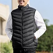 levne Gilety-Pánské Puffer Vesta Kamizelka Vesta Dovolená Denní Rande Módní Na běžné nošení Podzim zima Kapsy Polyester Zahřívací Pohodlné Pevná barva Zip Stojáček Běžný Černá Vodní modrá Šedá Vesta