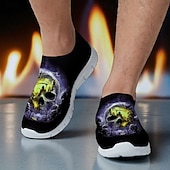 tanie Buty dla mężczyzn-Męskie trampki typu slip-on z nadrukiem czaszki ponurego żniwiarza – buty casualowe w stylu Halloween na imprezę, cosplay i do noszenia na ulicy
