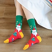 economico Costumi-12 paia di calzini caldi spessi in stile natalizio (colore casuale), graziosi calzini lunghi per le feste con disegni di Babbo Natale e pan di zenzero, regalo di Natale perfetto per la famiglia e gli
