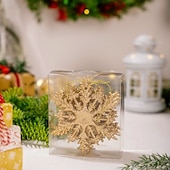 billige Ornamenter-6 stk. julesnøfnuggpynt, fargerike 3D-glitter-snøfnuggoppheng med gull-, rosa- og metalliske detaljer til juletre og høytidsdekorasjoner