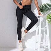 Χαμηλού Κόστους Γιόγκα κολάν &amp; καλσόν-Γυναικεία Παντελόνι συμπίεσης Γιόγκα κολάν Με τσέπες Έλεγχος κοιλιάς Ψηλή Μέση Γυμναστήριο Αθλητικά Τρέξιμο Παντελόνια Φούστες Συμπαγές Χρώμα Μαύρο Φθινόπωρο Αθλητισμός Ρούχα Γυμναστικής