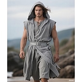 preiswerte Oberteile-Retro Vintage Mittelalterlich Renaissance Weste Tunika Krieger Wikinger Kostüm Herren Vikinger Halloween Karneval Leistung Party LARP Erwachsene Gürtel Ganzjahres