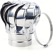 رخيصةأون مستلزمات المنزل-مروحة سقف متينة من الفولاذ المقاوم للصدأ مقاس 110 مم مع غطاء عادم دائري دوار لتهوية المدخنة الخارجية وغطاء المدخنة وغطاء مقاوم للحرارة والبرودة ومقاوم للتآكل وتهوية غير كهربائية