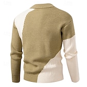 voordelige pullover voor heren-Voor heren Trui Gebreide trui Geribd breien Normale tops Gebreid Kleurenblok Strakke ronde hals Modieus Basic Vakantie Alledaagse kleding Kleding Winter Khaki Beige S M L