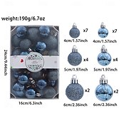 olcso Díszek-26 db-os karácsonyfa gömbdíszek, törésálló, függő dekorációs készlet karácsonyfára 4cm 5cm 6cm vegyes méretű színes ünnepi partidekoráció