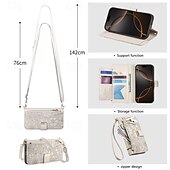 baratos Capas para iPhone-telefone Capinha Para iPhone 16 15 14 Pro Max Plus 16e 13 Pro Max Capa para Cartão Wallet Capa articulada Zíper com cordão com pulseira Árvore flor floral TPU Couro PU