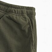 cheap Straight Leg-Men's Corduroy Pants Trousers Slacks Casual Pants Drawstring Elastic Waist Front Pocket Plain Comfort Full Length Outdoor Vacation Home Vacation Fashion Loose Fit Green Stretchy