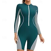 abordables Lycra de surf-Femmes Maillot de bain Maillot Anti UV Protection Solaire UV UPF50+ manche longue Maillot de Bain Zip Up Natation Surf Patchwork Été Printemps Automne