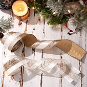 olcso Ajándékcsomagolás-2 tekercses karácsonyi szalag, arany hálós tüll díszszalag ünnepi hangulat díszítéséhez, luxus karácsonyi ajándékcsomagoláshoz és partidekorációhoz