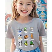baratos Animais 3D da Menina-Camiseta engraçada com estampa de Brainrot italiana para meninas - camiseta leve e elástica com tecido elástico leve para crianças de 4 a 12 anos, casual para o dia a dia &amp;roupa de festa de