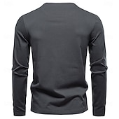abordables T-shirts et débardeurs élites pour hommes-Homme Chemise en coton manche longue Couleur Pleine Frais Quotidien Occasionnel Boutons Henley École Entraînement Extérieur Toutes saisons Gris foncé Blanche Bleu T-shirt Henley