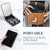 olcso Tárolás és rendszerezés-utazó sminkecset-készlet LED-es lámpával, hordozható kozmetikai tükörrel, kompakt, összecsukható piperetükör világítással, kézi asztali sminkeszközök nőknek és lányoknak