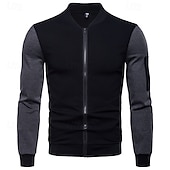 abordables Sudaderas Básicas_-Hombre Sudadera Sudadera Con Capucha Pull-over Sudadera con capucha y botones Negro Gris Cuello Barco Cuello Mao Plano Retazos Bloque de Color Deporte Casual Diario Poliéster Ropa de calle Fresco