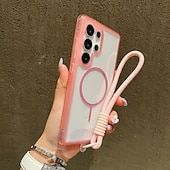 お買い得  サムスン用ケース-電話 ケース 用途 サムスンのギャラクシー S25 Ultra Plus S25エッジ S24 Plus バックカバー ストラップ付き ワイヤレス充電をサポート 耐衝撃 レトロ風 TPU アクリル